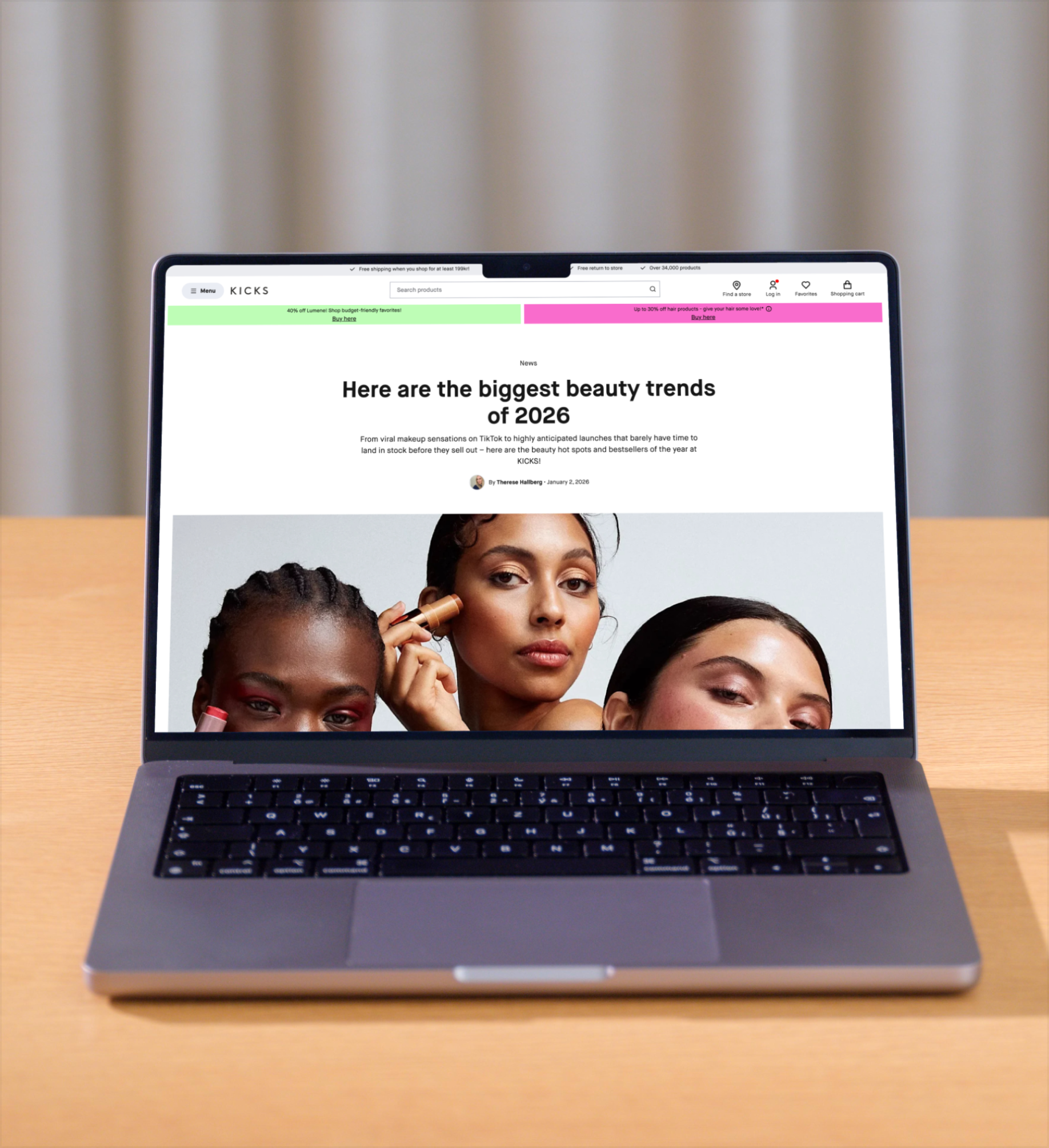 KICKS e-commerce on MacBook