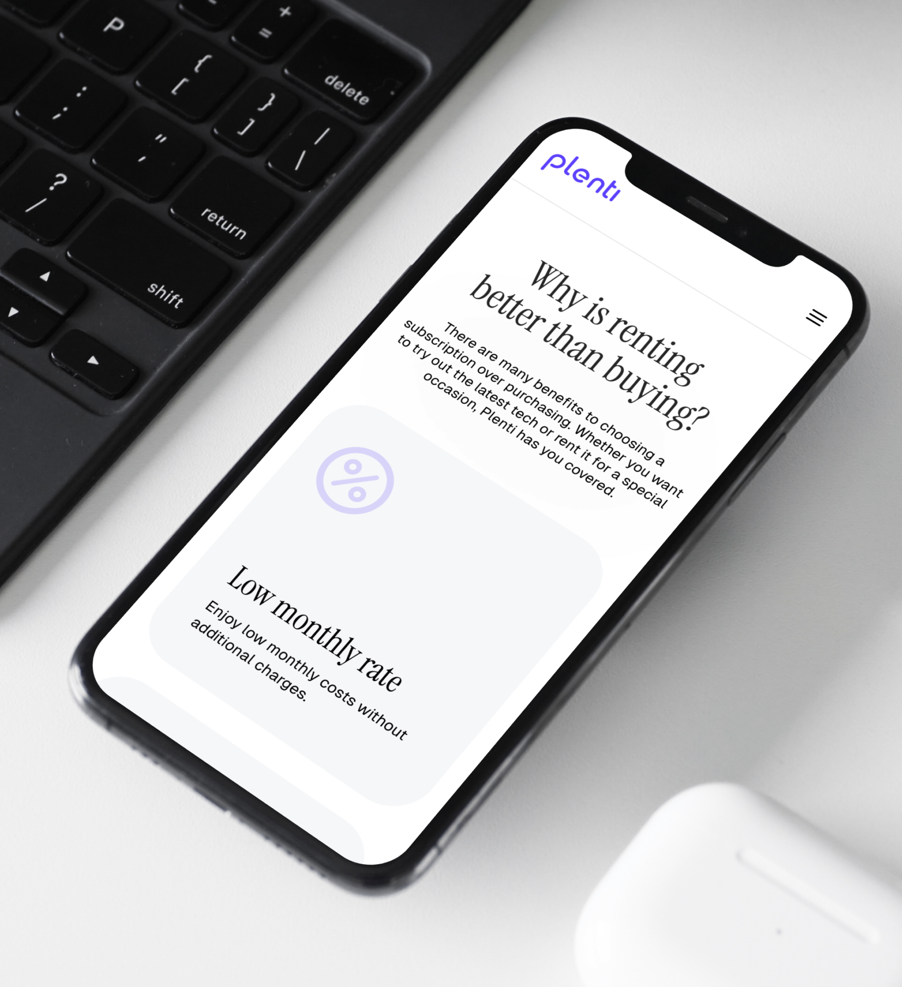Plenti mobile landing page on iPhone